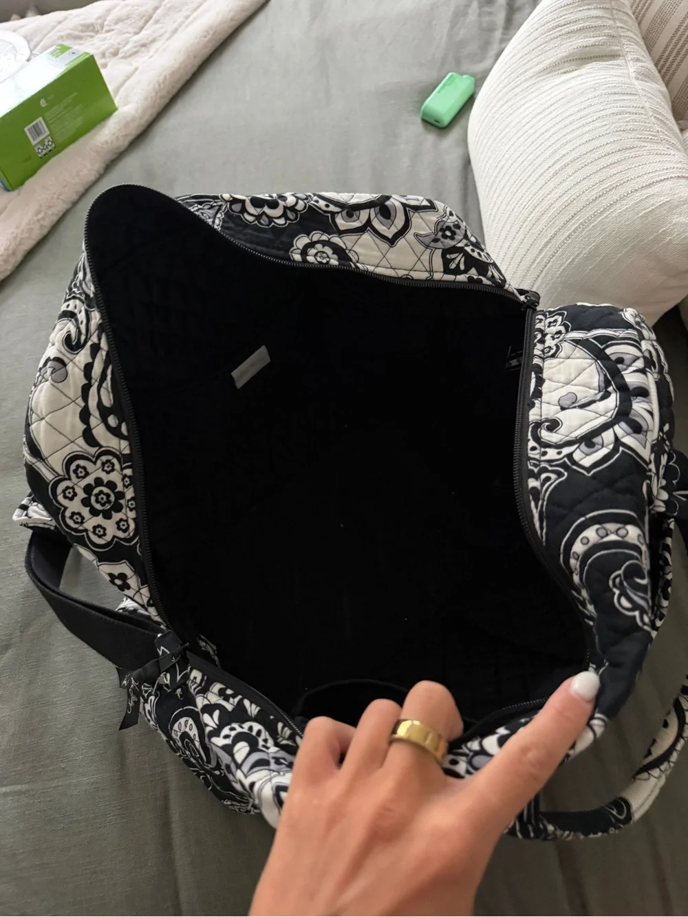 Vera Bradley Black and White Quilted Paisley Tote